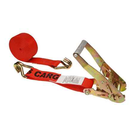 US CARGO CONTROL 2" x 27' Red Ratchet Strap w/ Double J Hook 5027WH-RED
